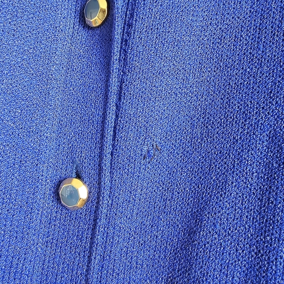 Vintage St.john By Marie Gray Santana Knit Elegant Blue Button-Down Dress - Picture 6 of 8